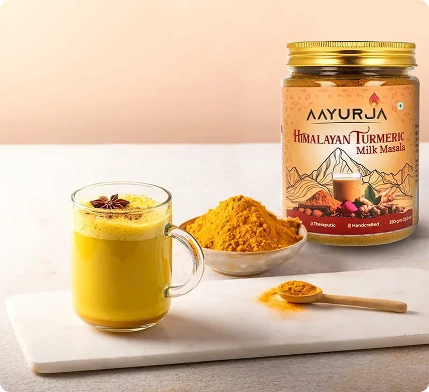 Golden Turmeric Milk Masala with Ayurvedic Spices – Boost Immunity & Wellness | AAYURJA