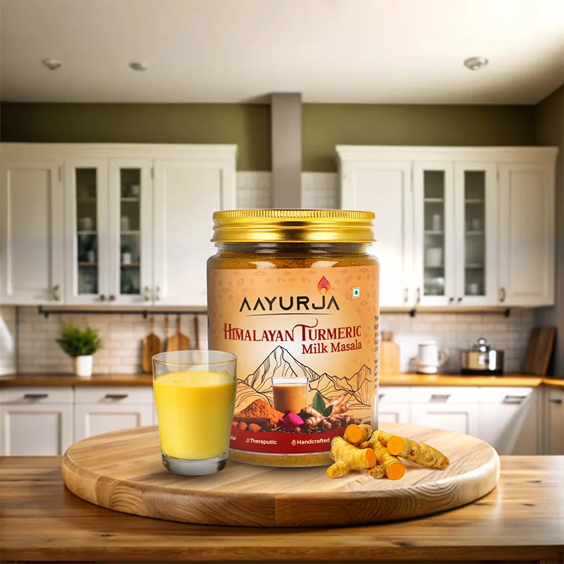 Golden Turmeric Milk Masala with Ayurvedic Spices – Boost Immunity & Wellness | AAYURJA